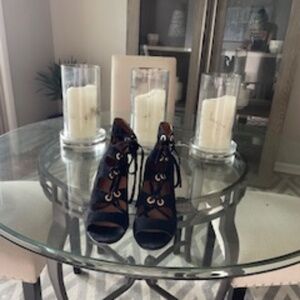 Suade Black Funky Chunky laceup sandals